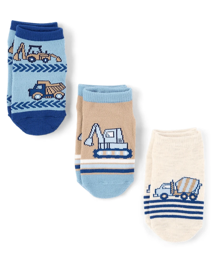 Toddler Boys Construction Vehicle Ankle Socks 6-Pack