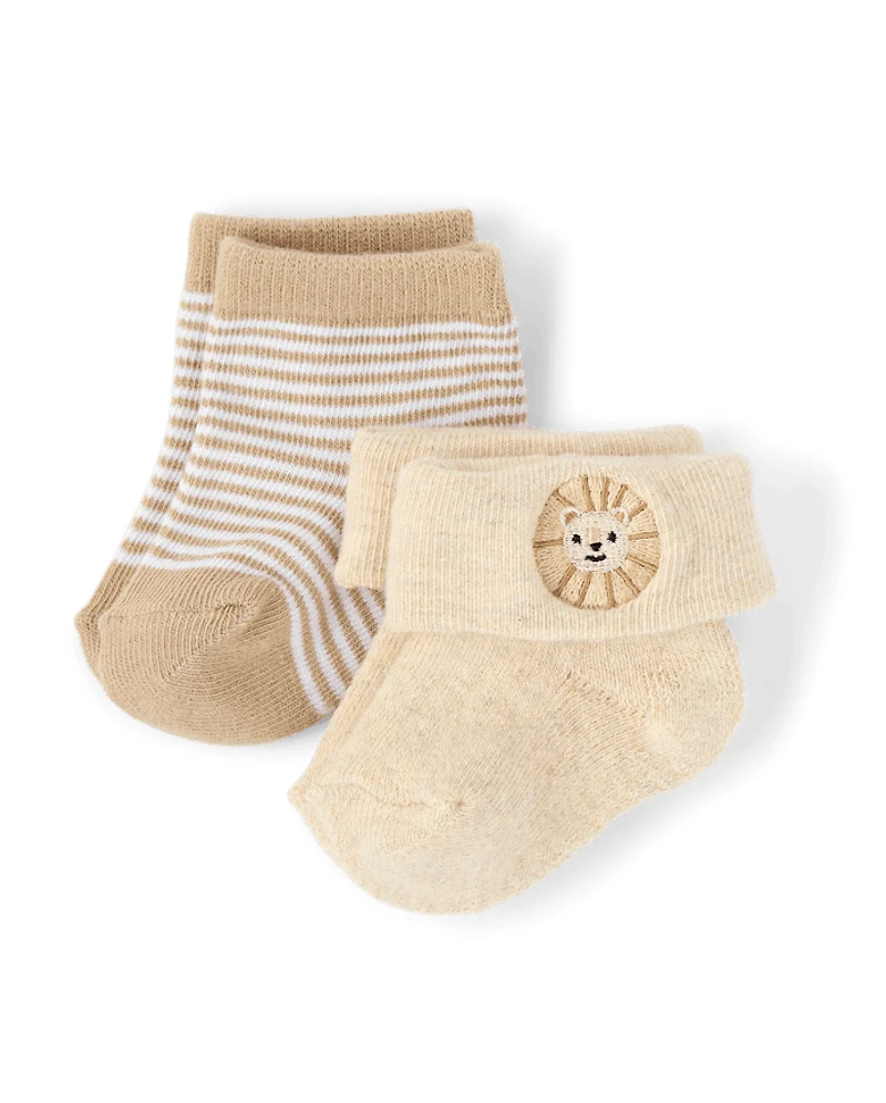 Baby Boys Animal Cushioned Turn Cuff Socks 6-Pack