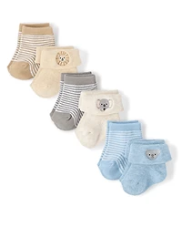 Baby Boys Animal Cushioned Turn Cuff Socks 6-Pack