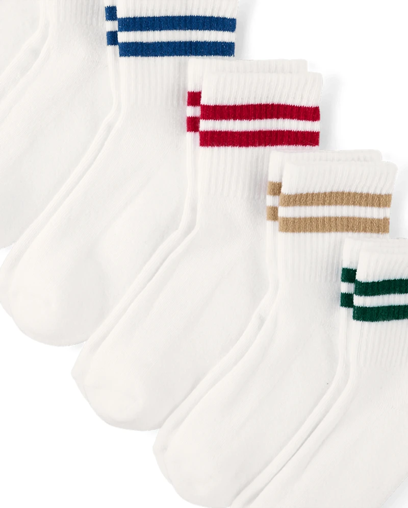 Boys Striped Cushioned Midi Socks 6-Pack