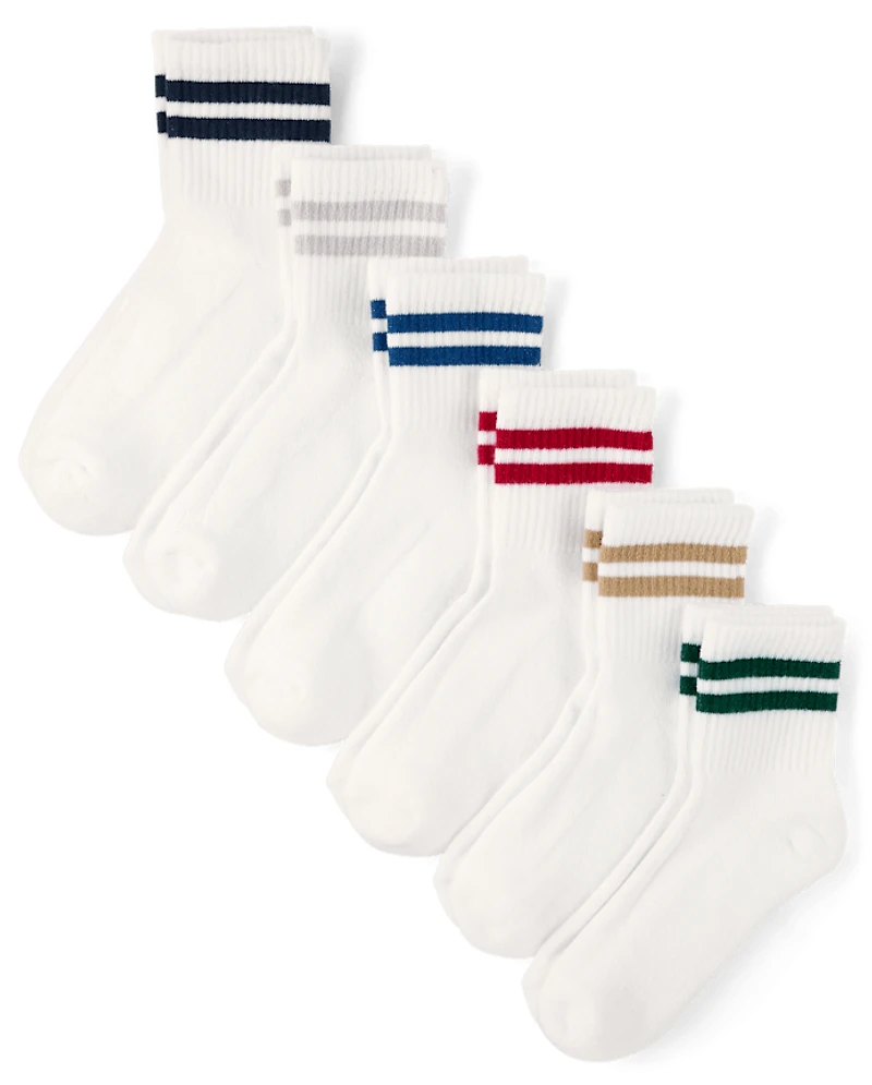 Boys Striped Cushioned Midi Socks 6-Pack
