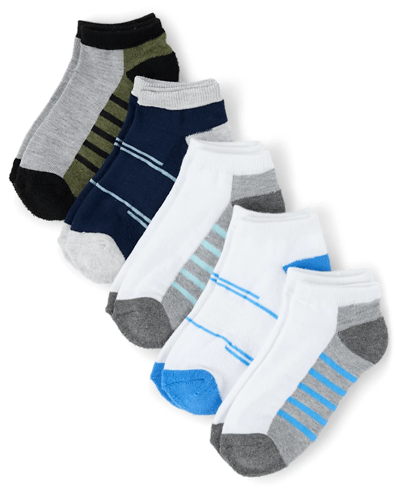 Boys Colorblock Cushioned Ankle Socks 10-Pack