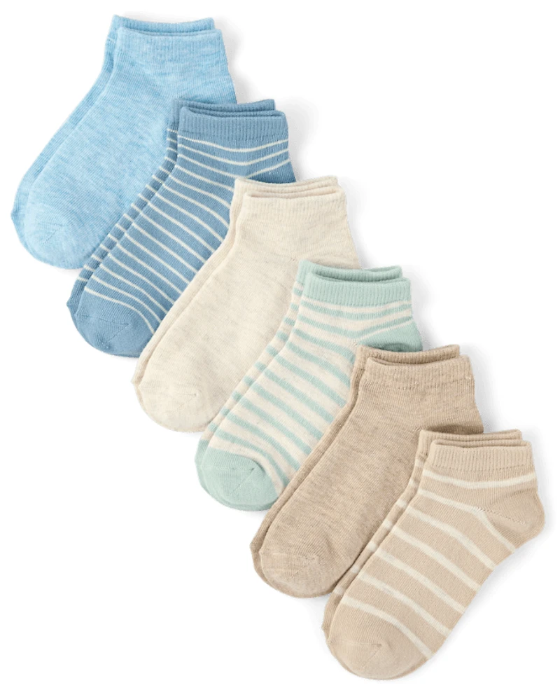 Boys Striped Ankle Socks 6-Pack