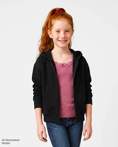 Girls Premium Fleece Zip Up Hoodie