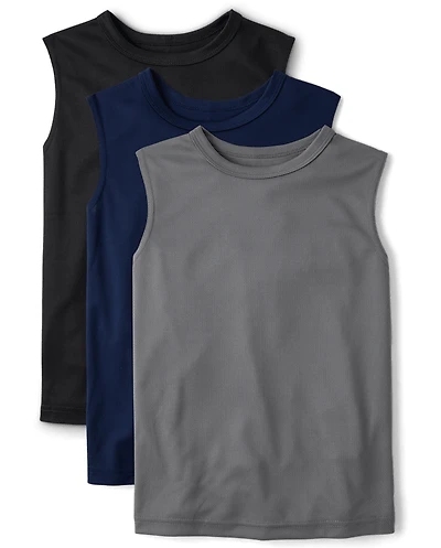 Boys Quick Dry Mesh Muscle Tank Top 3-Pack