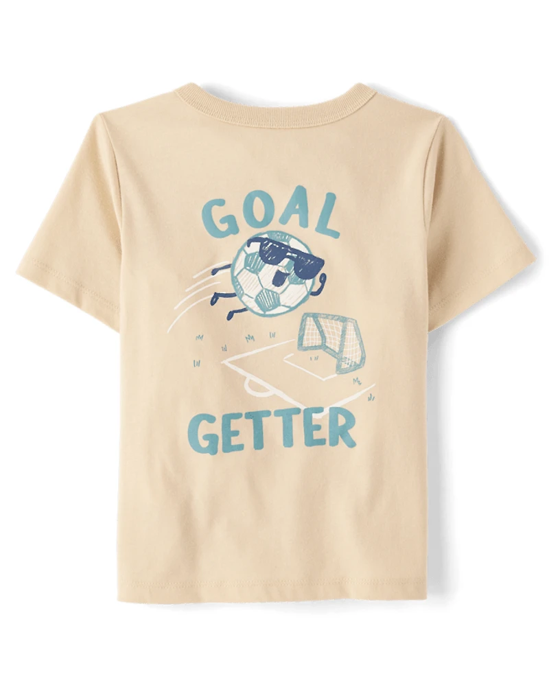 Baby And Toddler Boys Goal Getter Soccer Front Back Graphic Tee