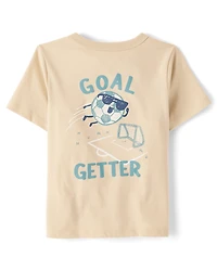 Baby And Toddler Boys Goal Getter Soccer Front Back Graphic Tee