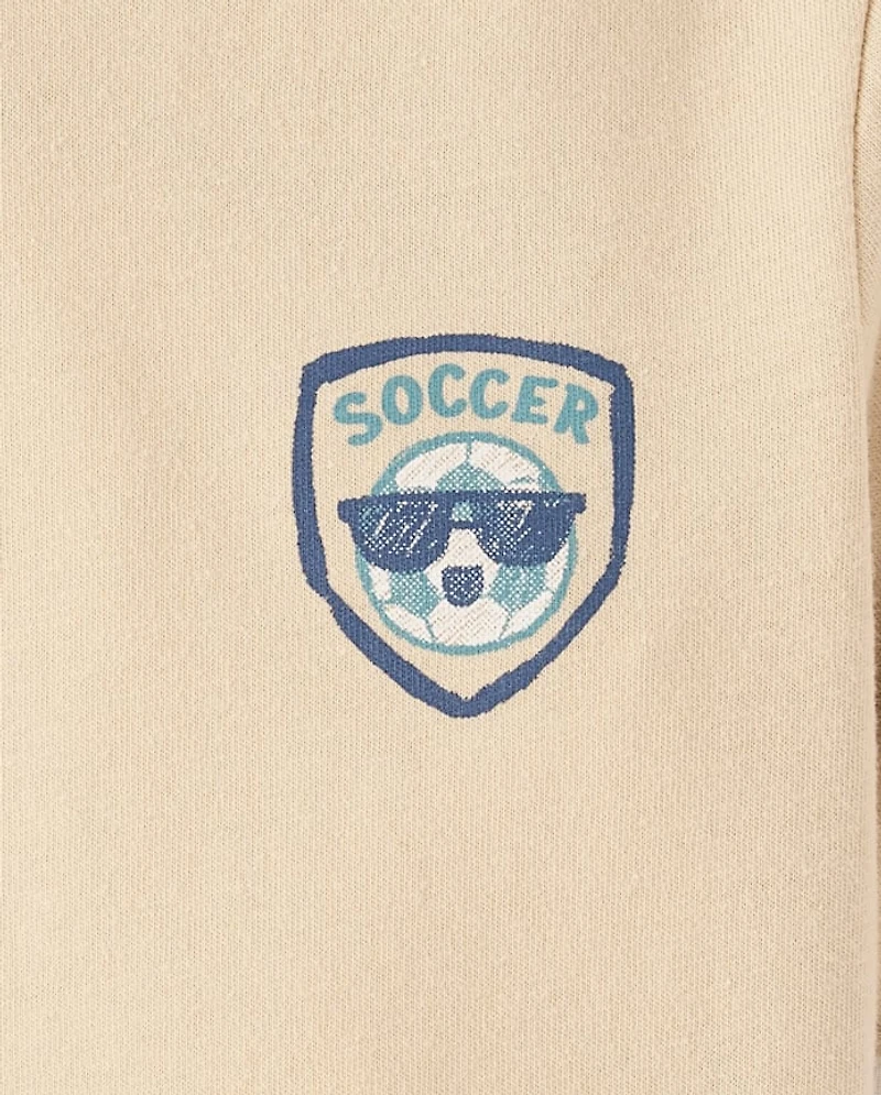 T-shirt graphique de football pour bébés et petits garçons, motif buteur, recto verso