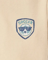 T-shirt graphique de football pour bébés et petits garçons, motif buteur, recto verso