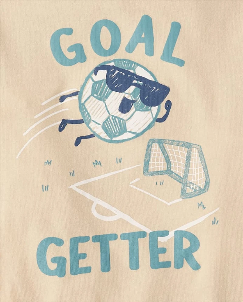 Baby And Toddler Boys Goal Getter Soccer Front Back Graphic Tee