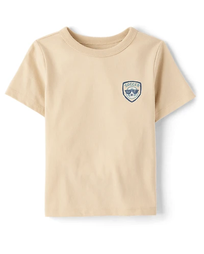 T-shirt graphique de football pour bébés et petits garçons, motif buteur, recto verso