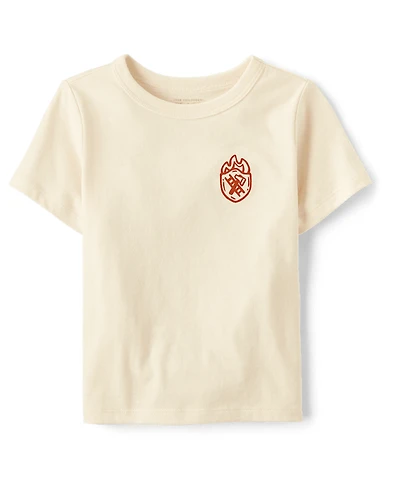 Baby And Toddler Boys Fire Truck Front Back Graphic Tee