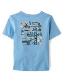 Baby And Toddler Boys Vehicles Front Back Graphic Tee