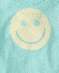 Baby And Toddler Boys Marled Happy Face Graphic Tee