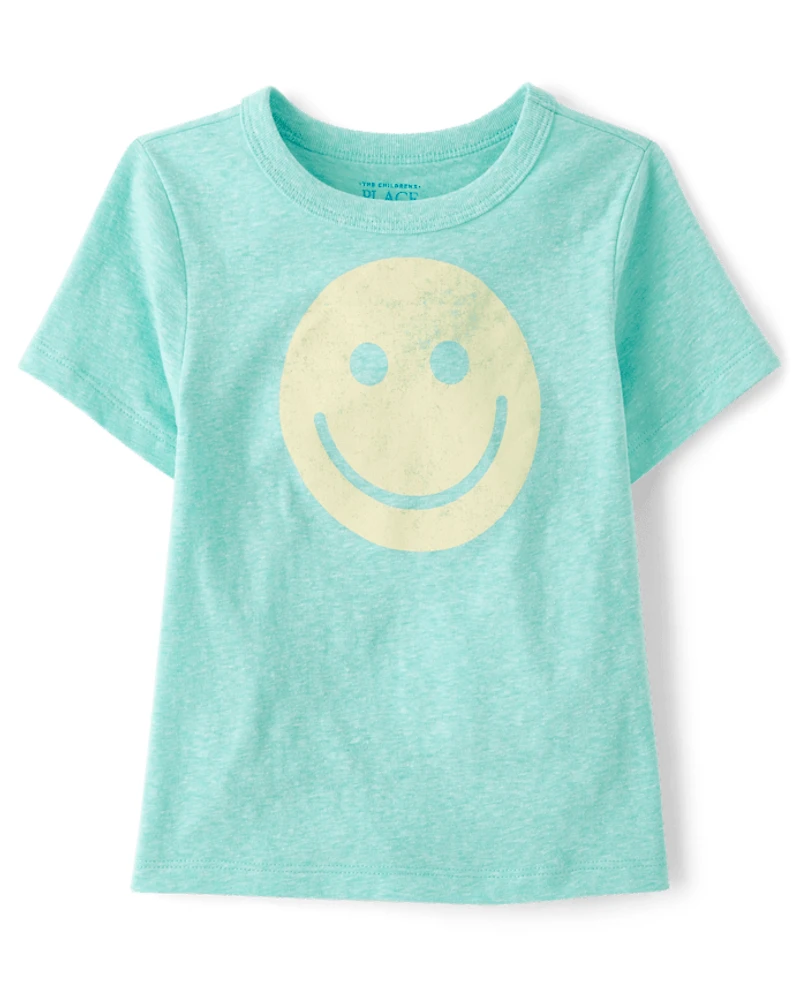 Baby And Toddler Boys Marled Happy Face Graphic Tee