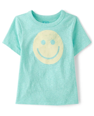 Baby And Toddler Boys Marled Happy Face Graphic Tee