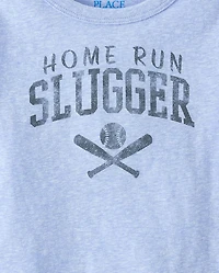 Baby And Toddler Boys Marled Home Run Slugger Baseball Graphic Tee