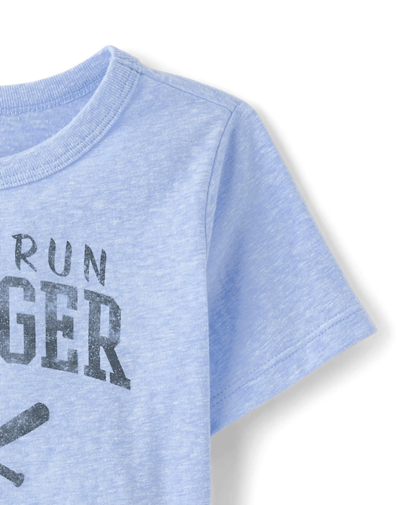 Baby And Toddler Boys Marled Home Run Slugger Baseball Graphic Tee