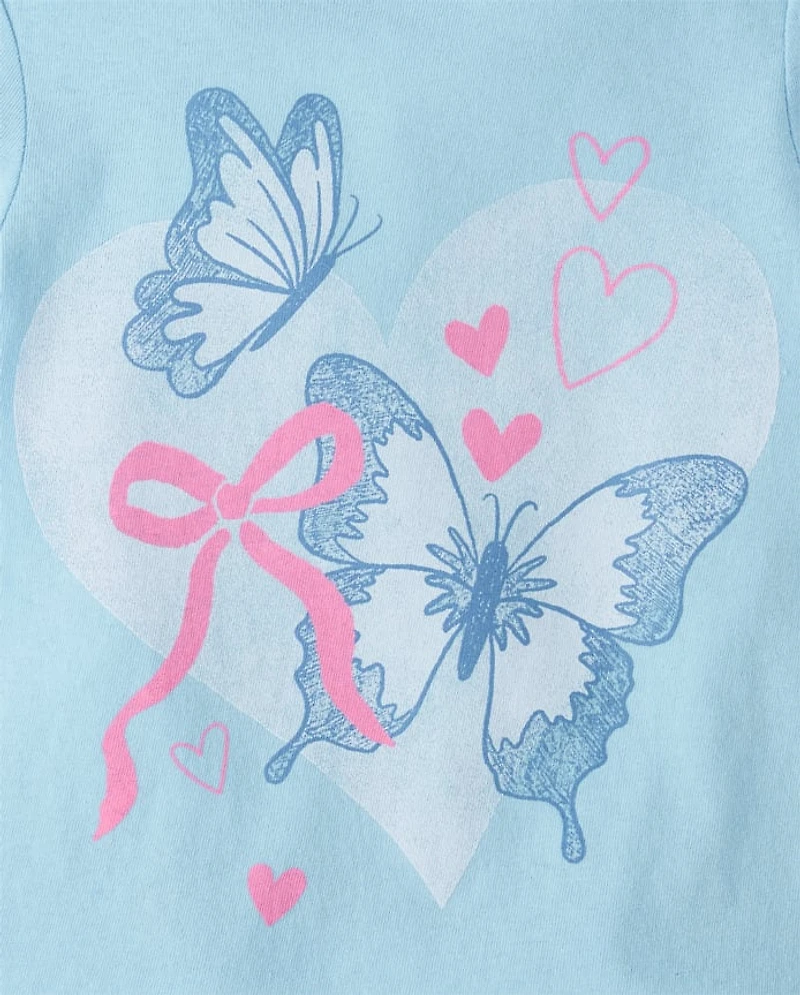 Baby And Toddler Girls Butterfly Bow Graphic Tee