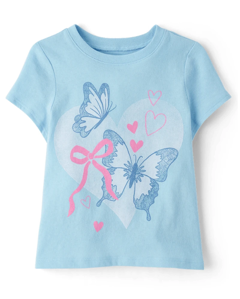 Baby And Toddler Girls Butterfly Bow Graphic Tee