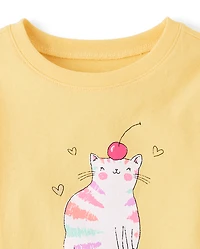Baby And Toddler Girls Ice Cream Cat Graphic Tee