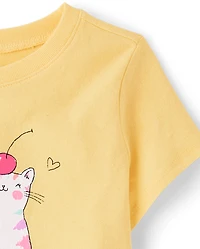 Baby And Toddler Girls Ice Cream Cat Graphic Tee