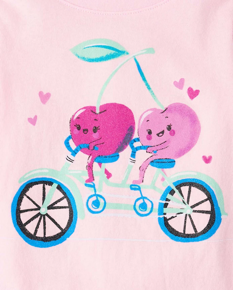 Baby And Toddler Girls Cherries Bicycle Graphic Tee