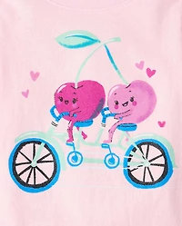 Baby And Toddler Girls Cherries Bicycle Graphic Tee