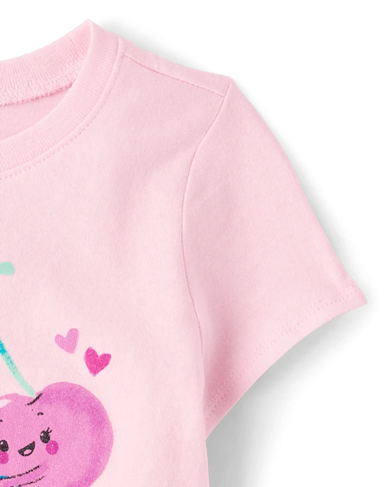Baby And Toddler Girls Cherries Bicycle Graphic Tee