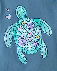 T-shirt à motif tortue pour bébés et petites filles