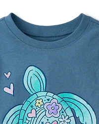 T-shirt à motif tortue pour bébés et petites filles
