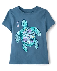 T-shirt à motif tortue pour bébés et petites filles