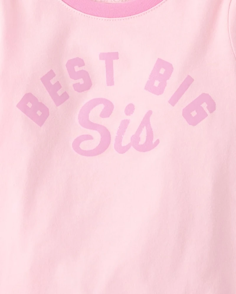 Baby And Toddler Girls Best Big Sis Graphic Ringer Tee