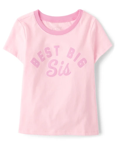 Baby And Toddler Girls Best Big Sis Graphic Ringer Tee