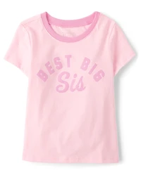 Baby And Toddler Girls Best Big Sis Graphic Ringer Tee