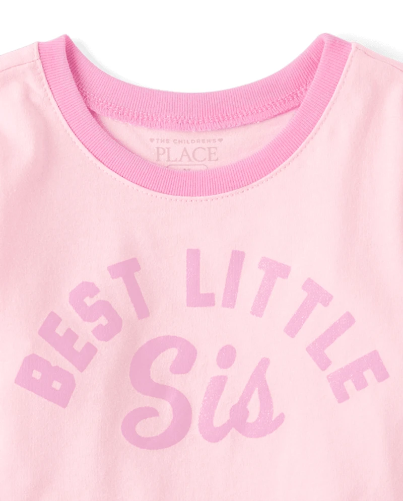 Baby And Toddler Girls Best Little Sis Graphic Ringer Tee