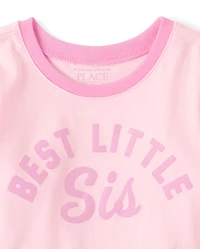 Baby And Toddler Girls Best Little Sis Graphic Ringer Tee