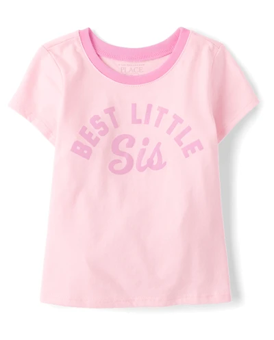 Baby And Toddler Girls Best Little Sis Graphic Ringer Tee