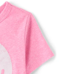 Baby And Toddler Girls Marled Happy Face Relaxed Graphic Tee