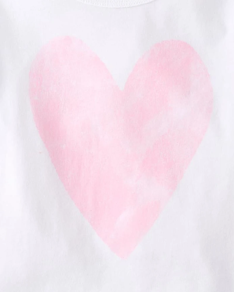 Baby And Toddler Girls Marled Heart Relaxed Graphic Tee