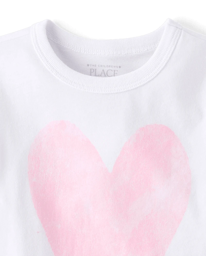 Baby And Toddler Girls Marled Heart Relaxed Graphic Tee