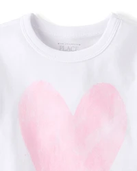 Baby And Toddler Girls Marled Heart Relaxed Graphic Tee