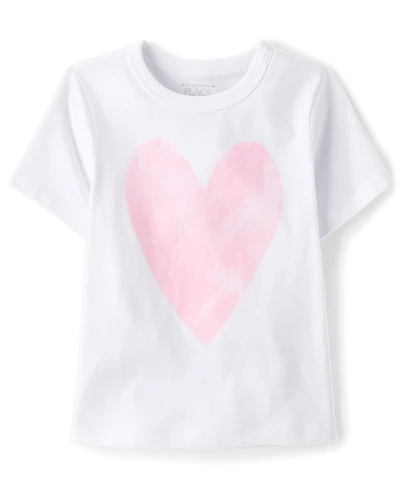 Baby And Toddler Girls Marled Heart Relaxed Graphic Tee