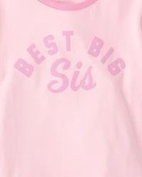 Girls Best Big Sis Graphic Ringer Tee