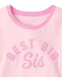Girls Best Big Sis Graphic Ringer Tee