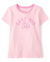 Girls Best Big Sis Graphic Ringer Tee