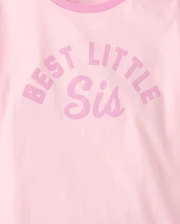 Girls Best Little Sis Graphic Ringer Tee