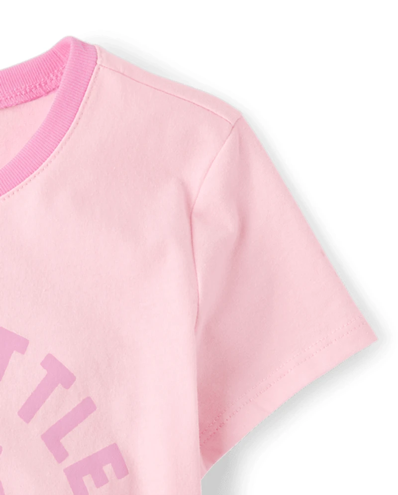 Girls Best Little Sis Graphic Ringer Tee