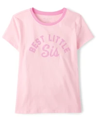 Girls Best Little Sis Graphic Ringer Tee