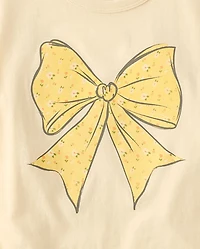 Girls Floral Bow Relaxed Graphic Tee
